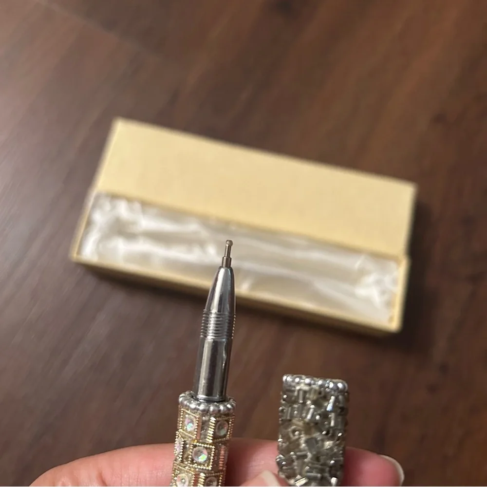 NEW Stylo Rose Silver Rhinestone Pen